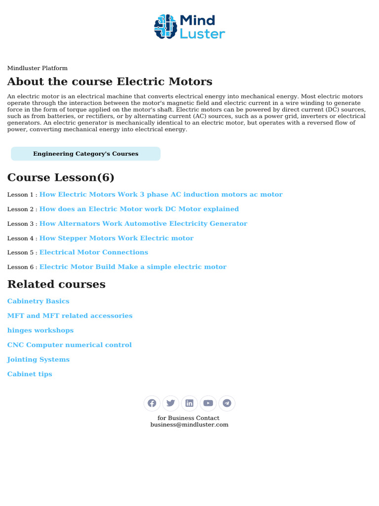 Electric Motors Course Overview | PDF