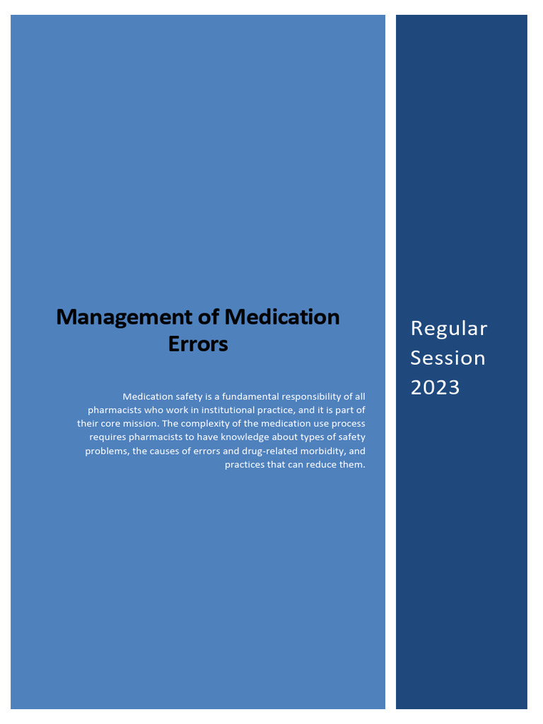 Medication Error Management Guide | PDF | Medical Prescription | Pharmacy