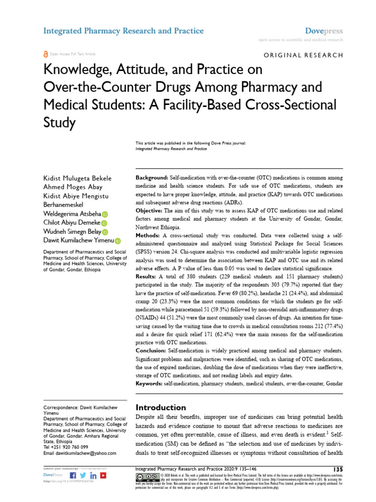 KAP Study on OTC Drug Use in Students | PDF | Over The Counter Drug ...