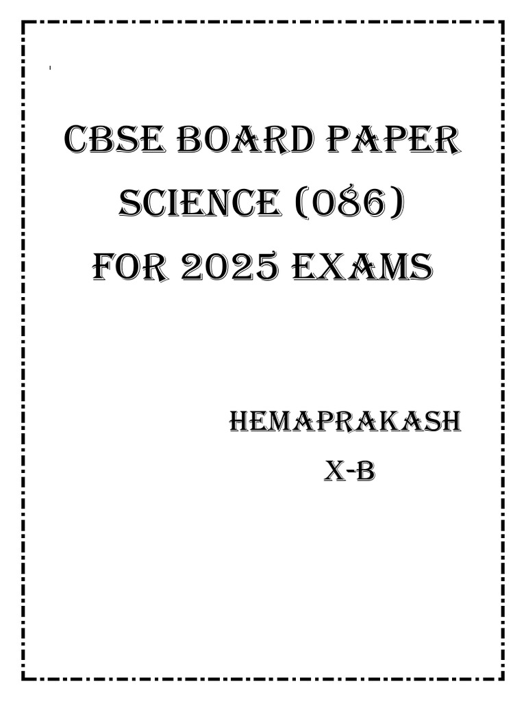 CBSE Science Exam Paper 2025 | PDF