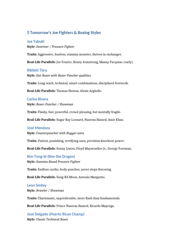 Boxing Styles of Tomorrow's Fighters | PDF