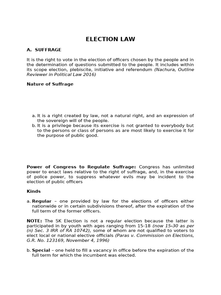 Understanding Election Law and Suffrage | PDF | Elections | Commission ...