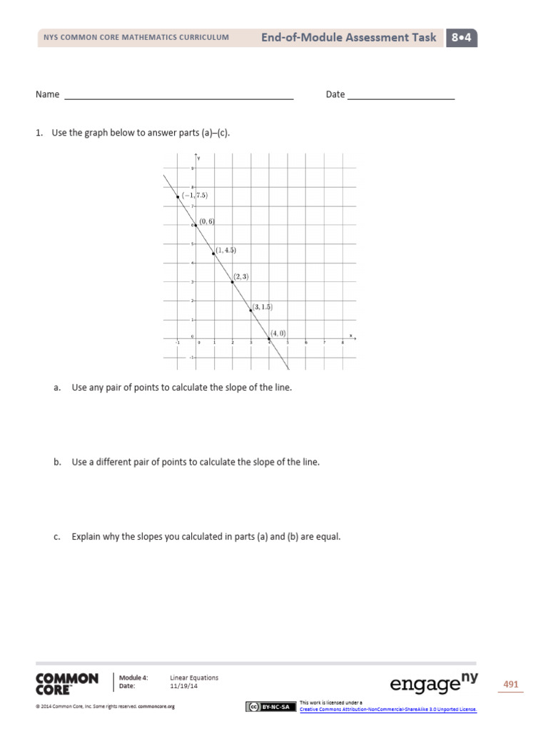 Math g8 m4 End of Module Assessment | PDF | Equations | Mathematics