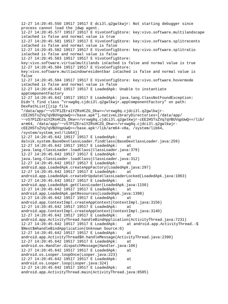 VivoConfigStore Debugging Errors | PDF | Android (Operating System ...