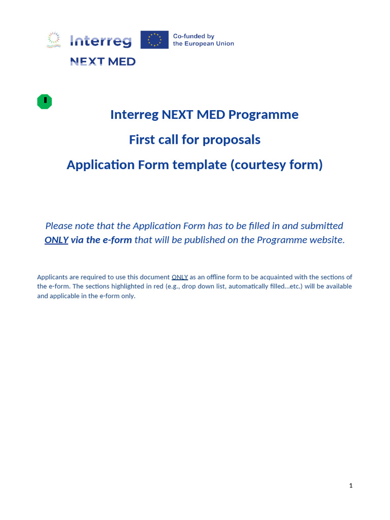 Interreg NEXT MED Application Form Guide | PDF | Evaluation
