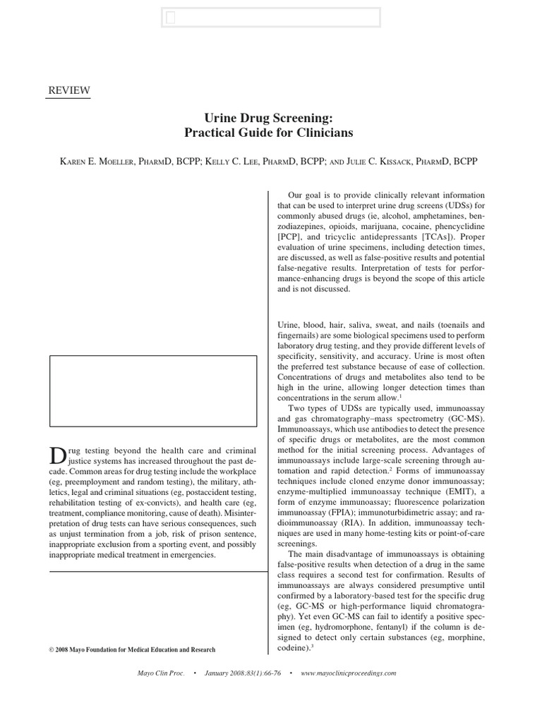 Urine Drug Screening: Clinician's Guide | PDF