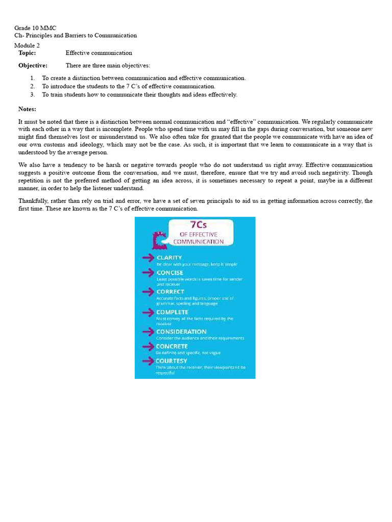 Ch-Principles and Barriers to Communciation Module 2.Docx | PDF ...