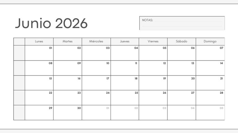 Calendario de Junio 2026 | PDF