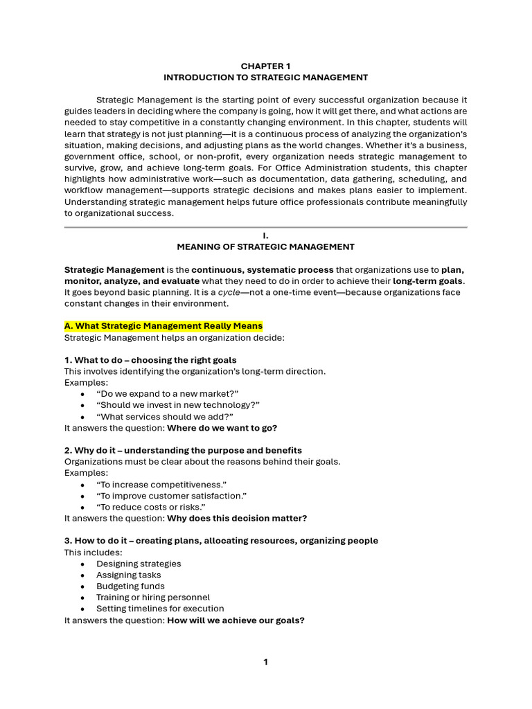 Introduction to Strategic Management | PDF | Strategic Management ...