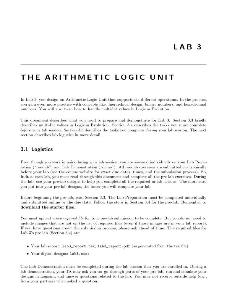Design of an Arithmetic Logic Unit | PDF | Computer Engineering ...