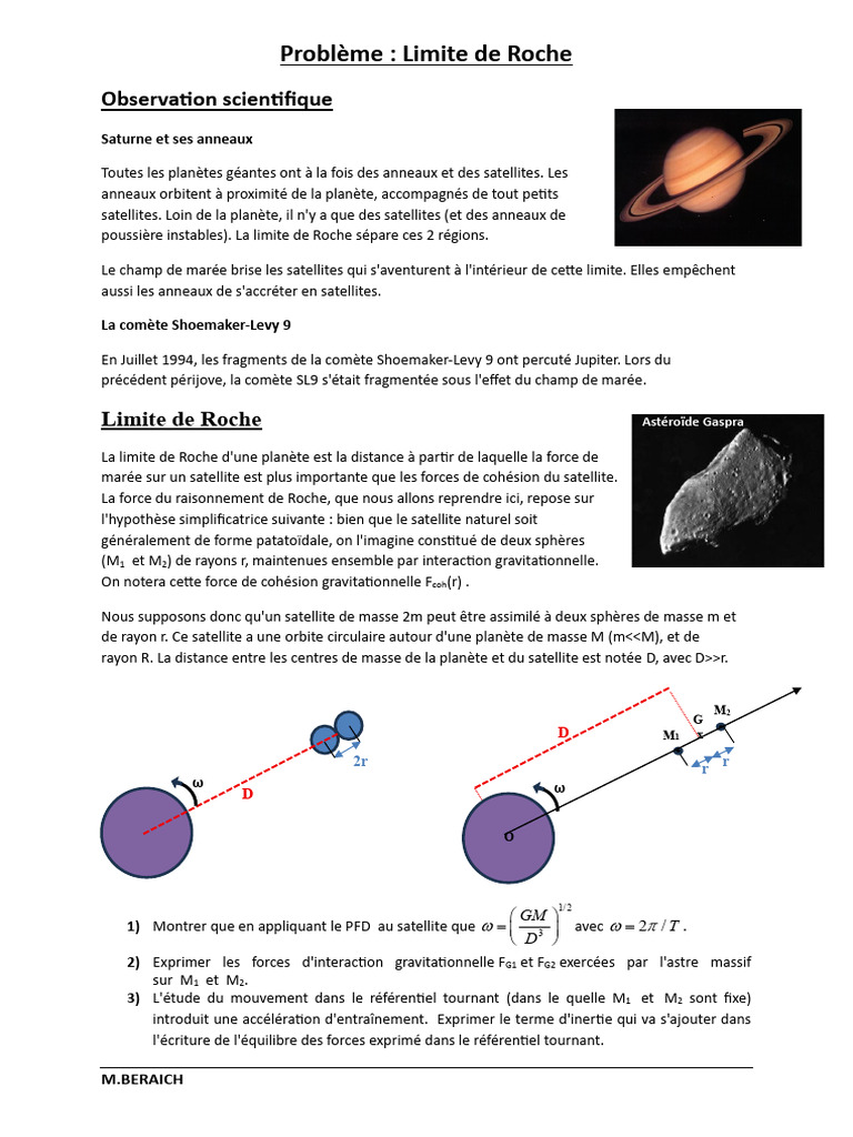 Limite de Roche et Satellites Planétaires | PDF | Satellite naturel ...
