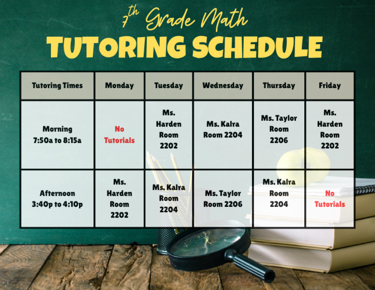 7th Grade Math Tutoring Schedule | PDF