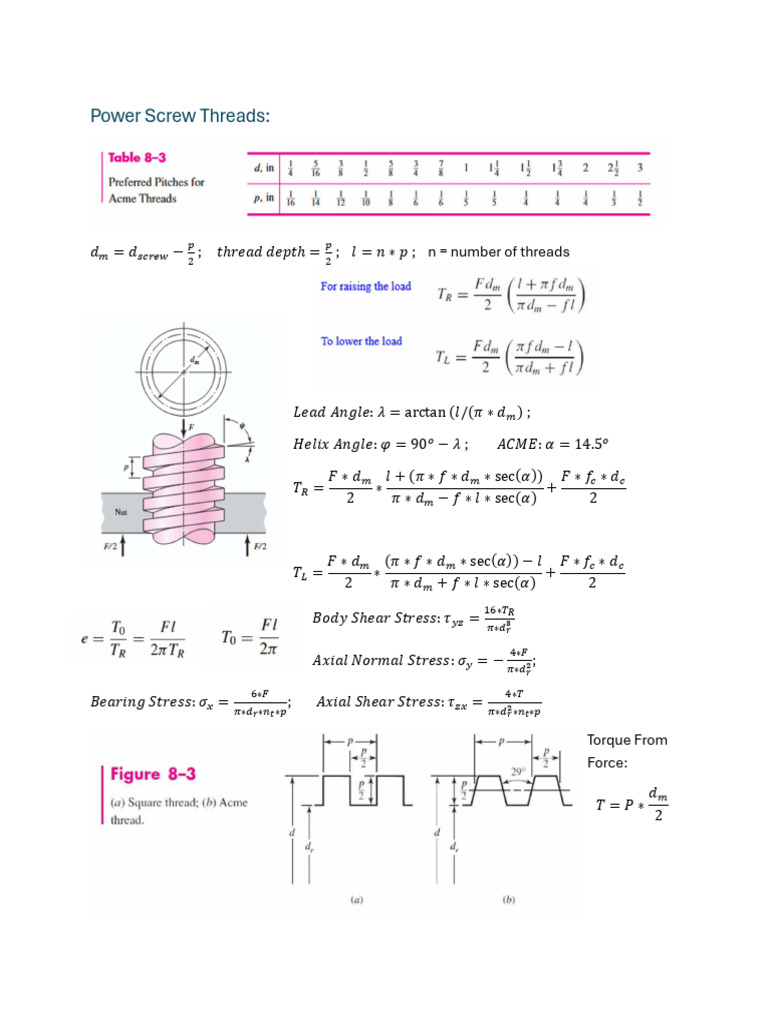 Fasteners Equations | PDF | Screw | Tools
