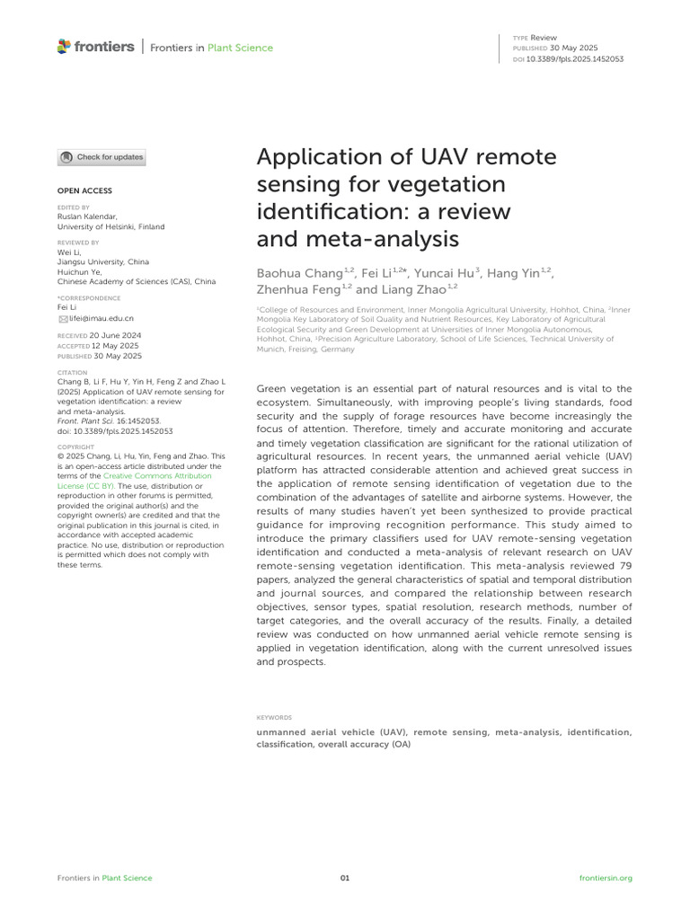 UAV Remote Sensing for Vegetation Identification | PDF | Remote Sensing ...