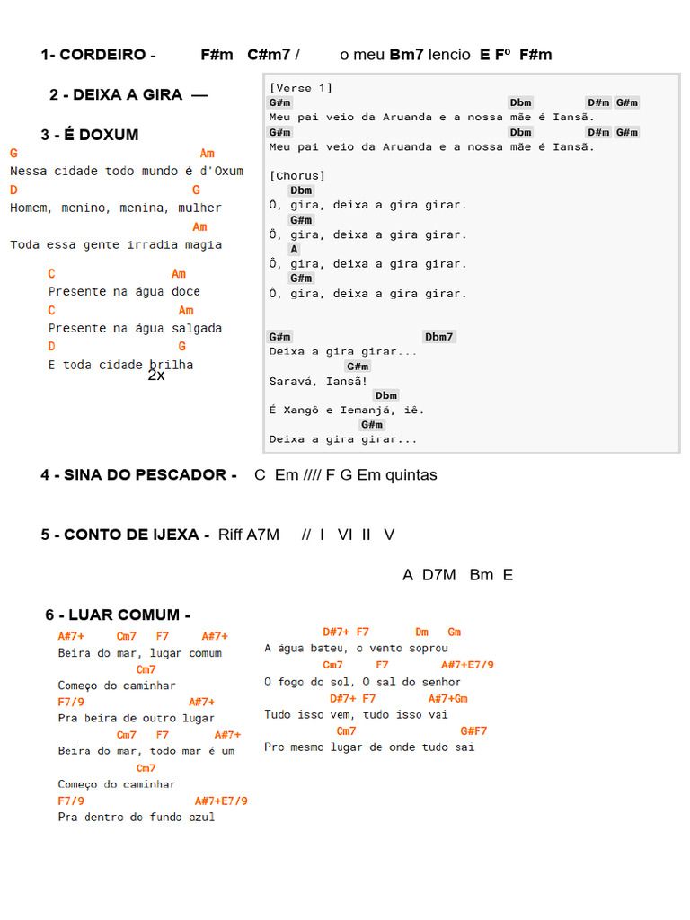 Letras e Acordes de Músicas Brasileiras | PDF