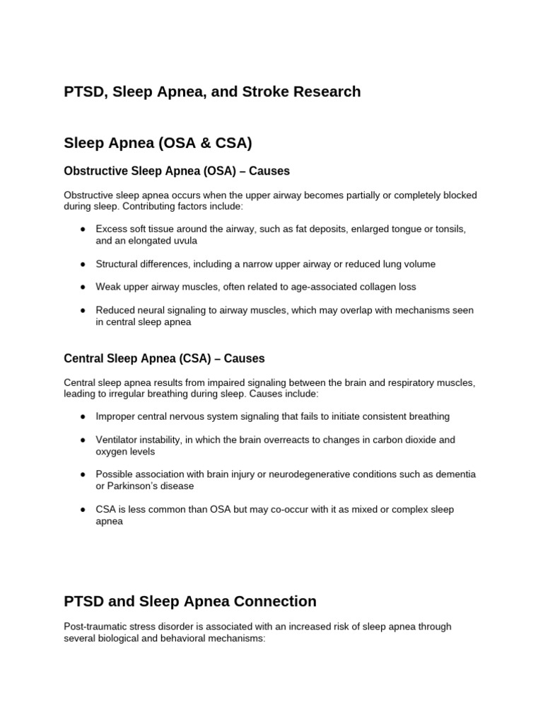 PTSD, Sleep Apnea, and Stroke Risks | PDF | Sleep Apnea | Stroke