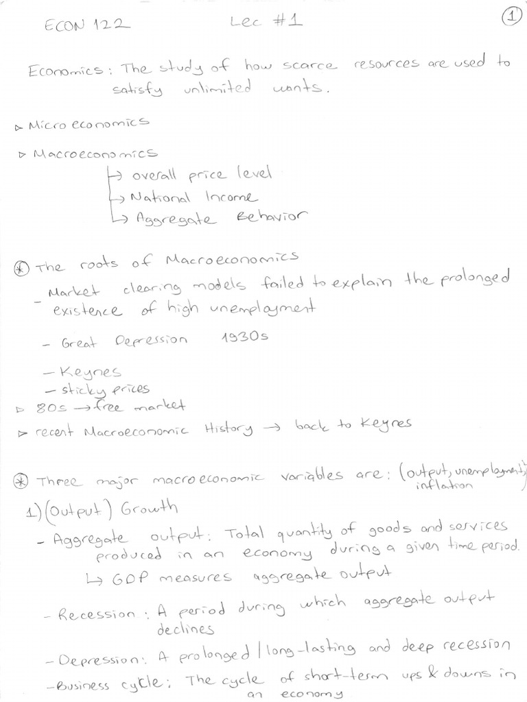 Econ 122 Lecture 1 | PDF