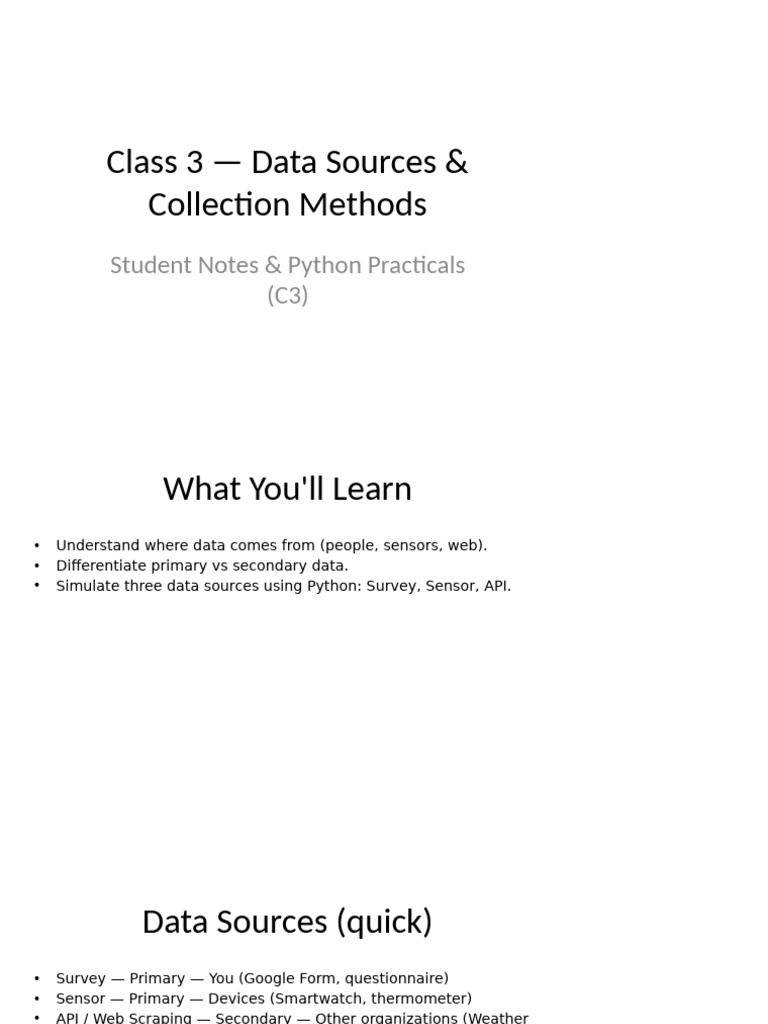 Class3 Student Notes PPT | PDF | Sampling (Statistics) | Computer ...