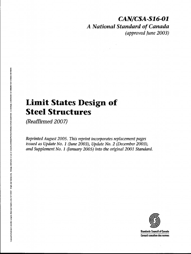 CAN - CSA-S16-01 Limit States Design of Steel Structures | PDF