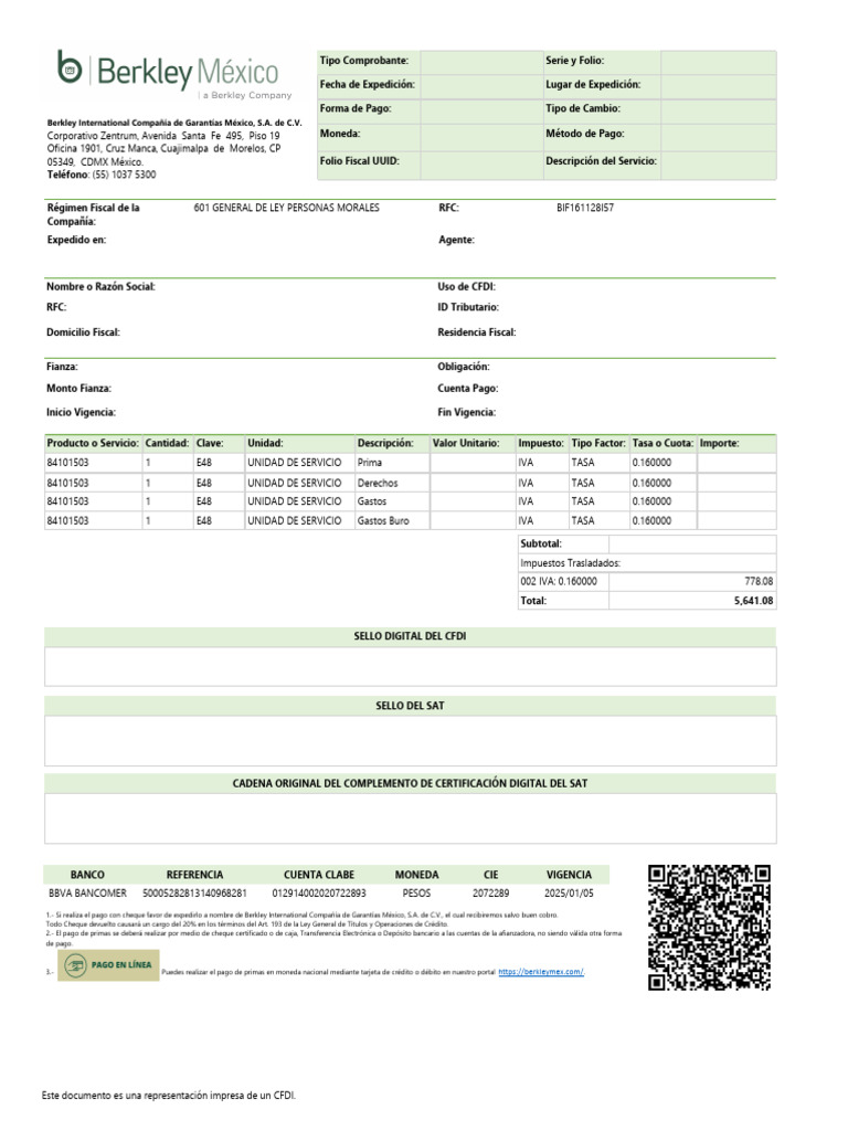 Pago de Primas y CFDI Berkley México | PDF | Cheque | Economias