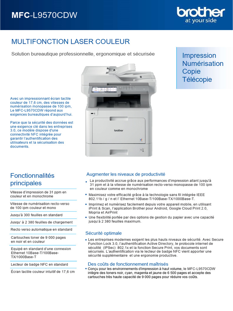 Imprimante multifonction MFC-L9570CDW | PDF | Imprimante (Informatique ...