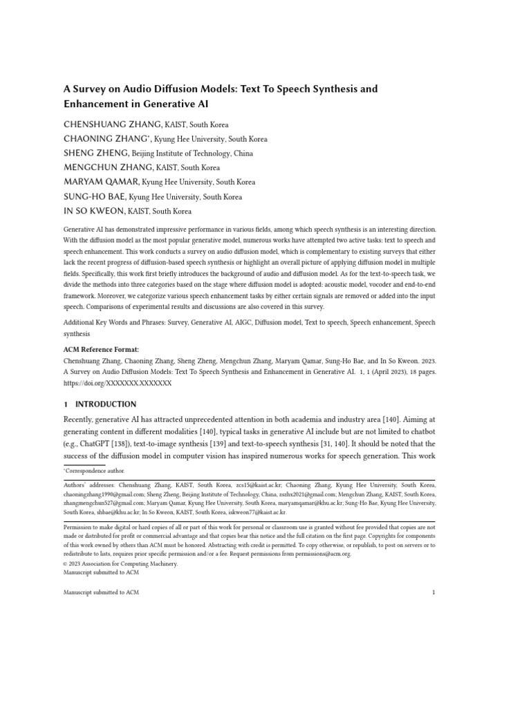 Audio Diffusion Models in Speech Synthesis | PDF | Speech Synthesis ...