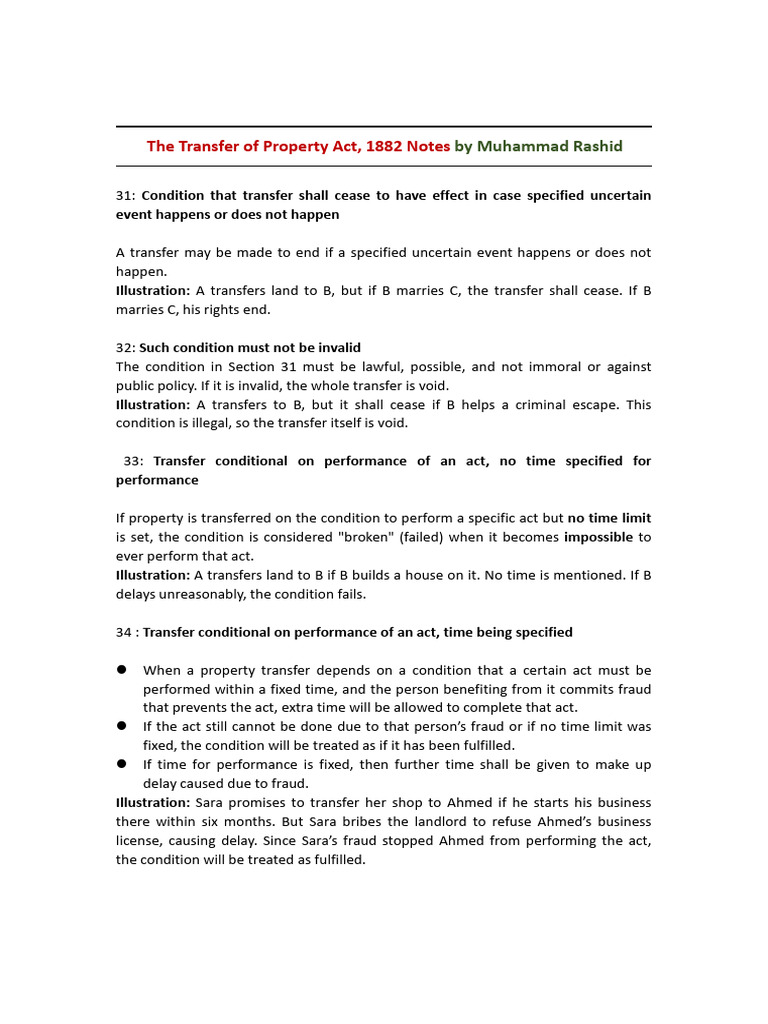 Complete Property Notes by Muhammad Rashid | PDF | Deed | Leasehold Estate