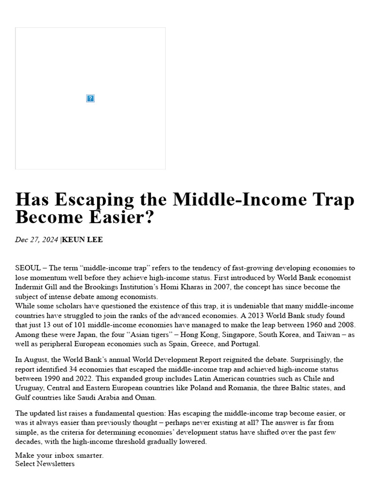 Easing the Middle-Income Trap Debate | PDF | Gross Domestic Product ...