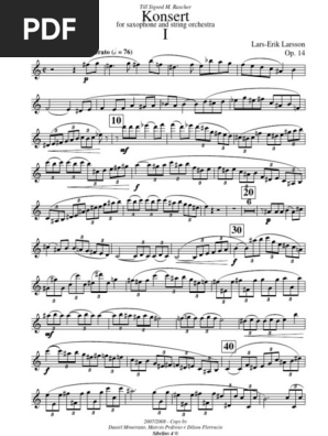 Saxophone Concert Piece by Larsson | PDF | Jazz | European Musical