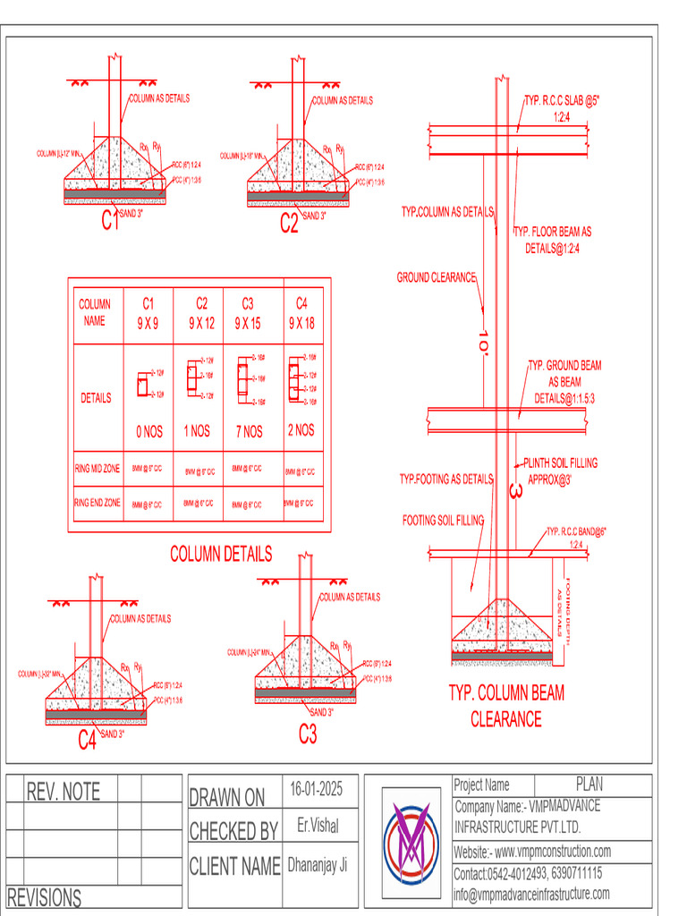 Column and Footing Specifications Guide | PDF