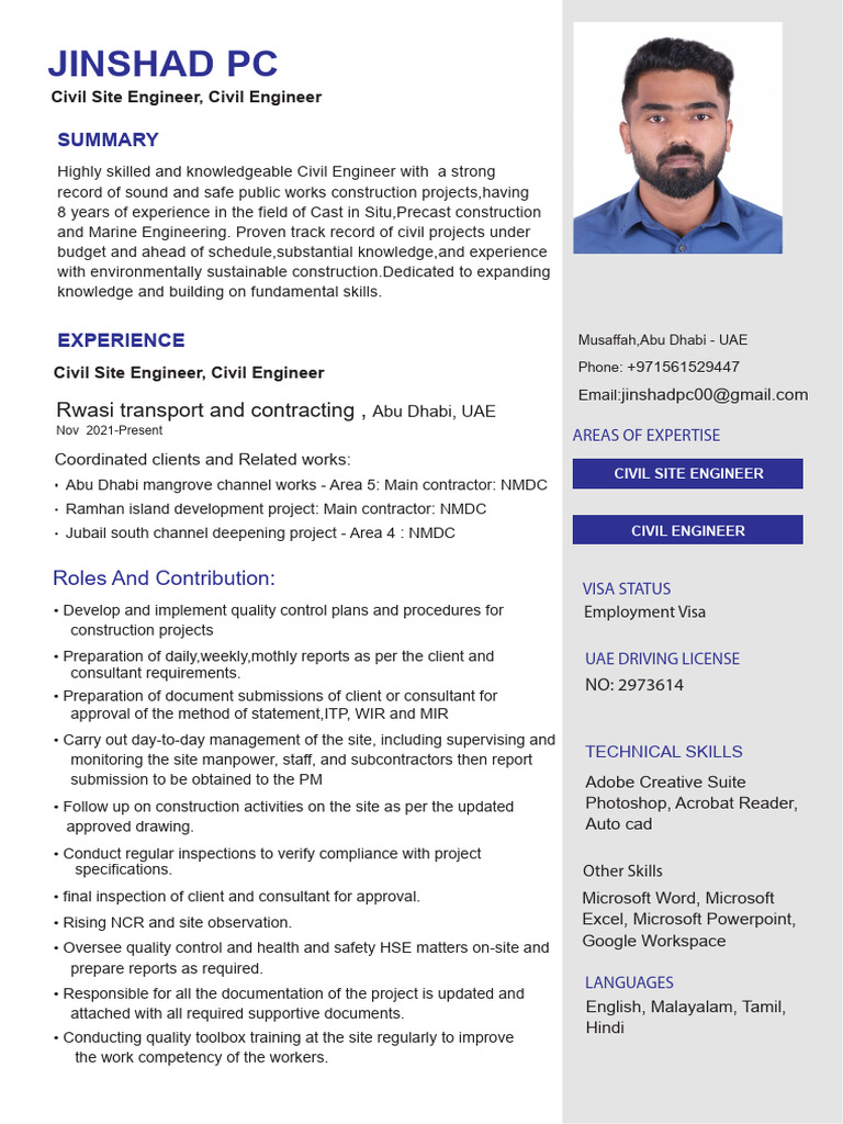 Civil Engineer with 8 Years Experience | PDF | Consultant | General ...