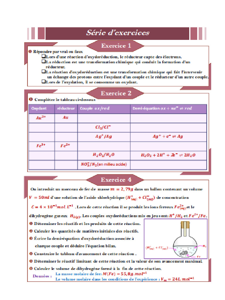 Série Des Exercices OXydoReduction PDF — free download