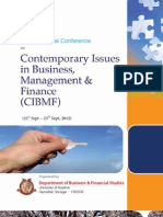 3 - Day National Conference on Contemporary Issues in Business, Management, &amp; Finance (CIBMF) - 2012