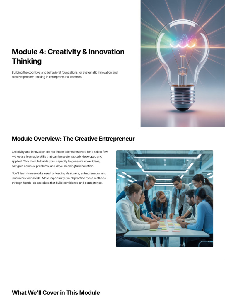 Creativity and Innovation for Entrepreneurs | PDF | Design Thinking ...