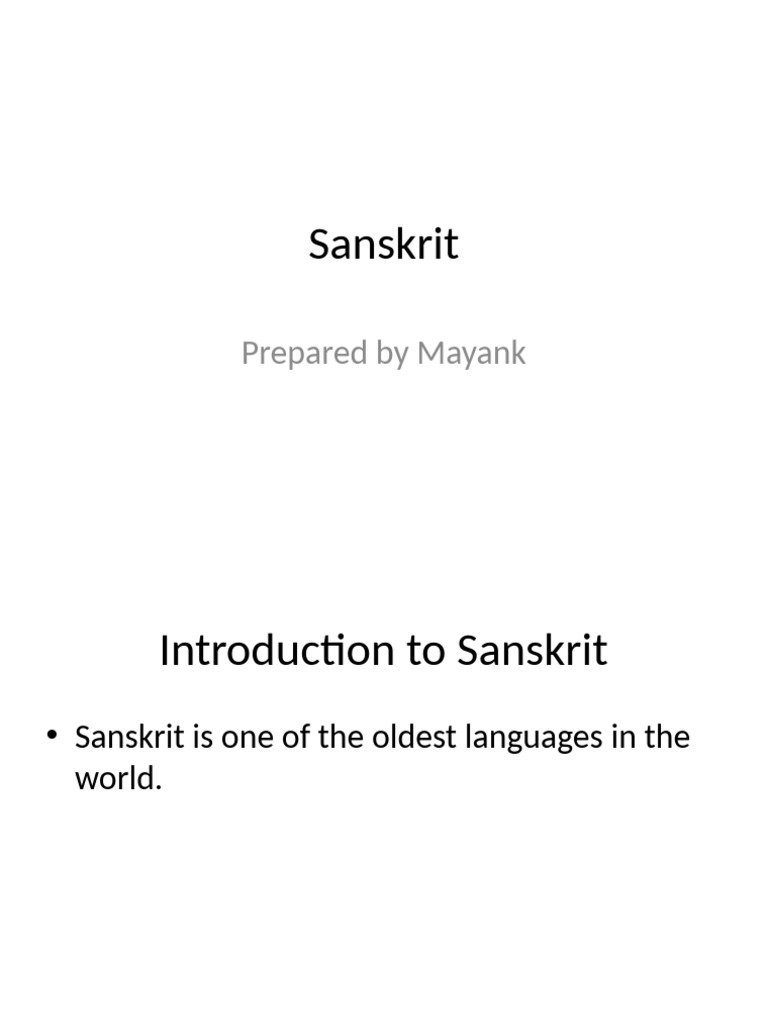 Introduction to Sanskrit Language | PDF
