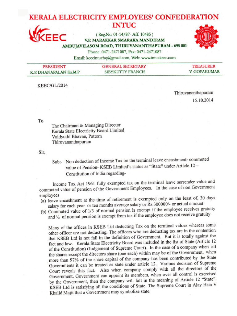 KSEB as 'State' Under Article 12 | PDF | Taxes | Income Tax