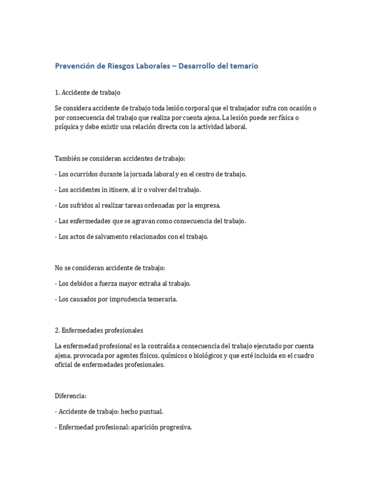 Prevención de Riesgos Laborales Esencial | PDF | Seguridad y salud ...