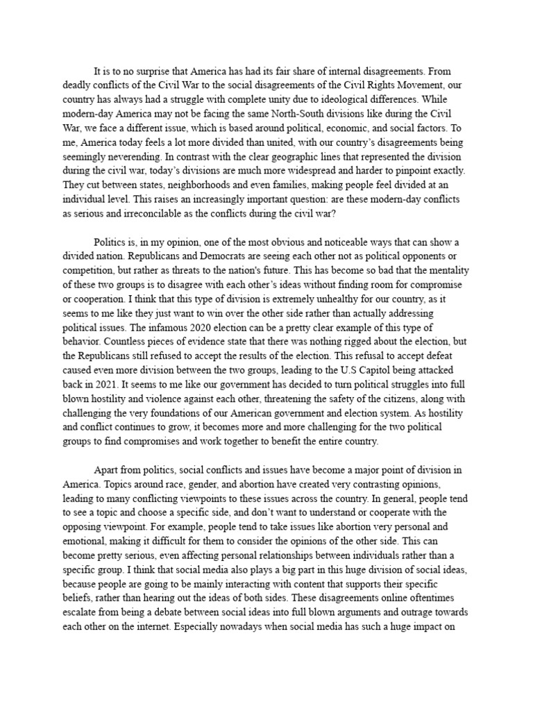 USHT CSM disc essay | PDF | Cost Of Living | Civil War
