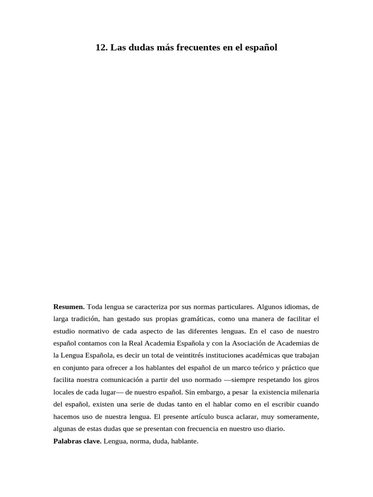 Dudas Comunes del Español Resueltas | PDF | Lengua española | Lingüística