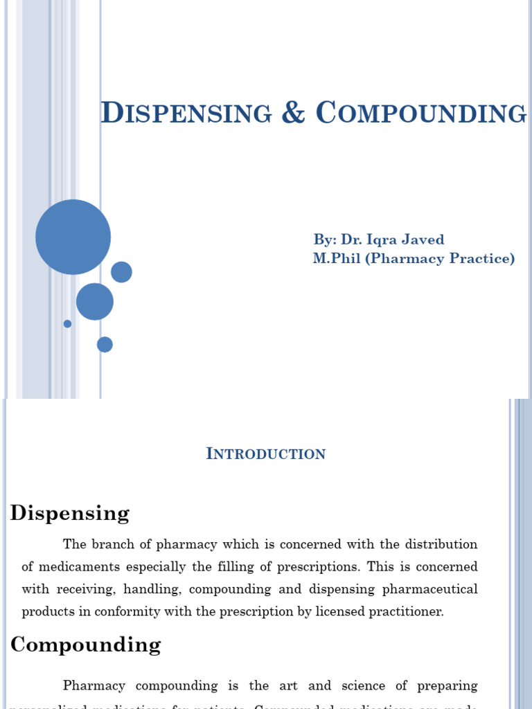 Dispensing and Compounding in Pharmacy | PDF | Pharmacy | Medical ...