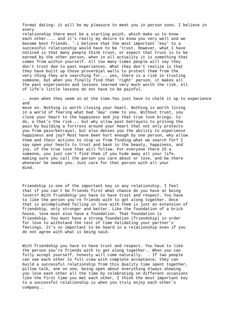 Trust Format | PDF | Love | Friendship