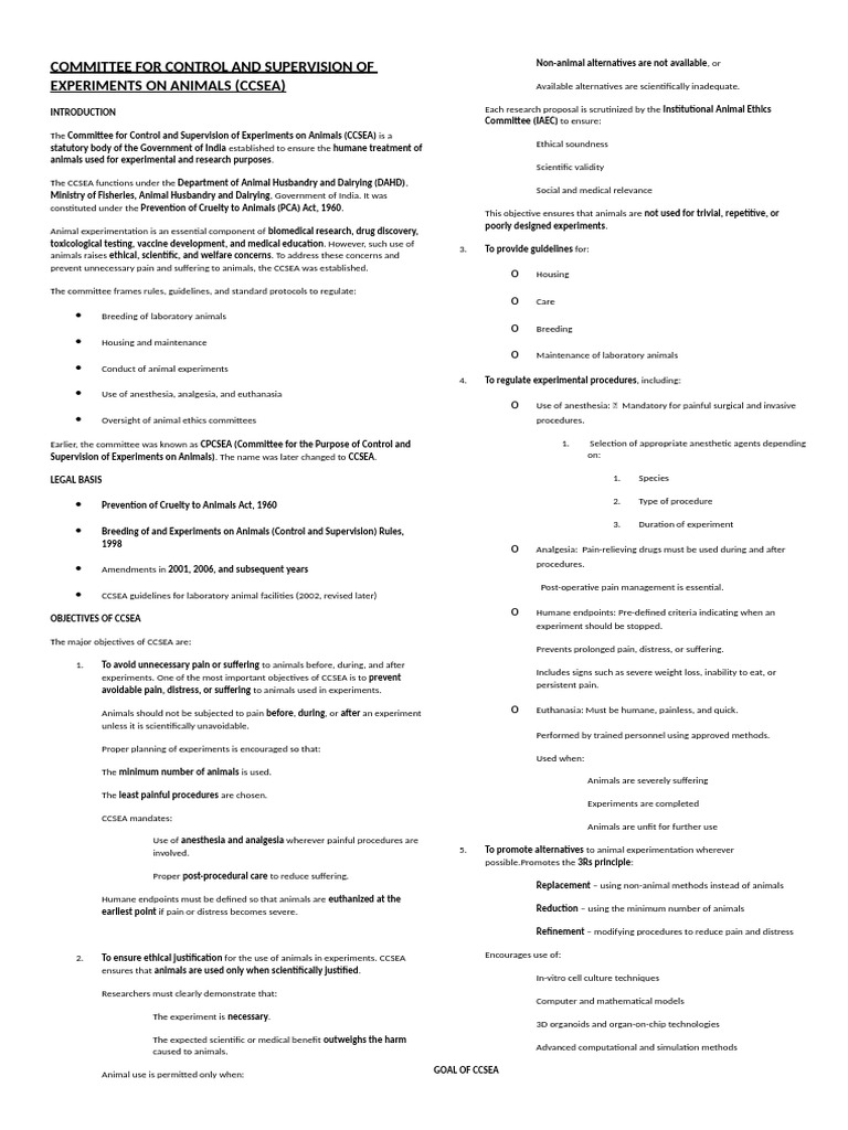 CCSEA: Guidelines for Animal Research Ethics | PDF | High Performance ...