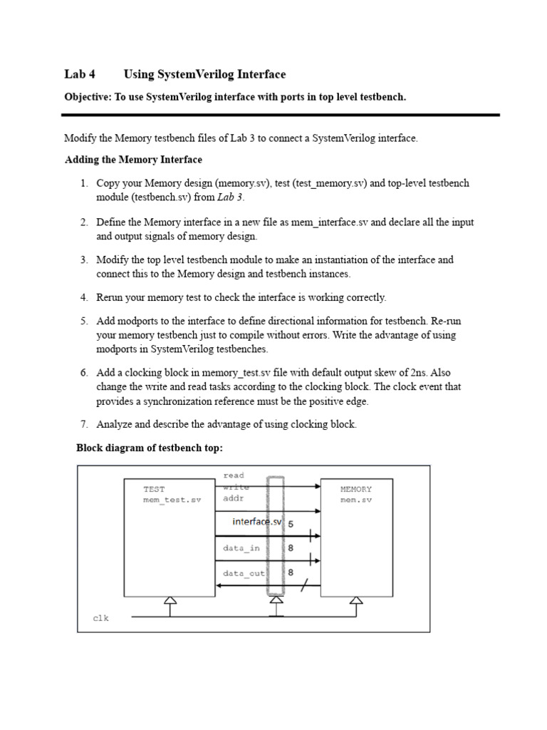 SystemVerilog Interface in Testbench | PDF