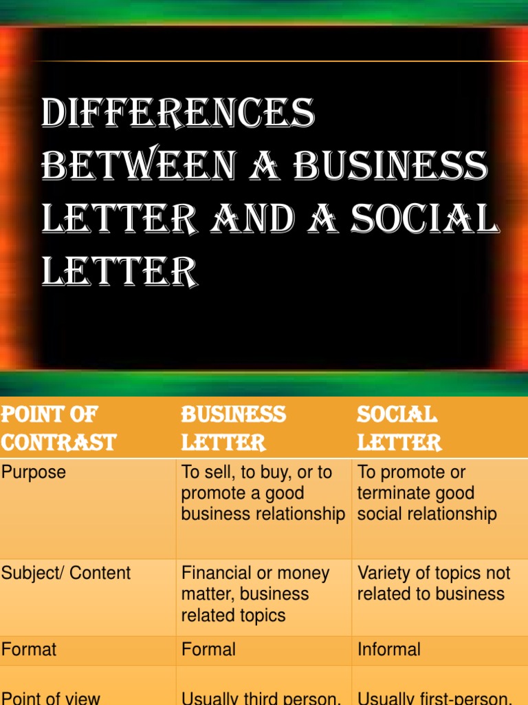 Business vs Social Letters Explained | PDF | Career & Growth | Business