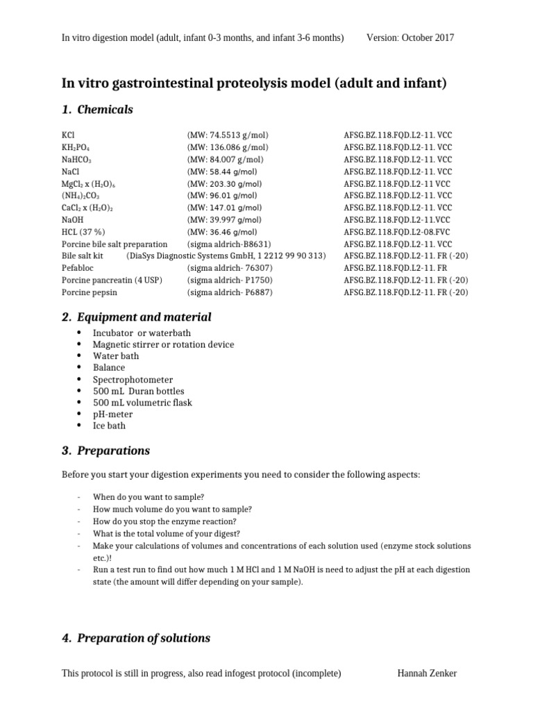 Protein Digestion Protocol_Hannah_enzyme Activity | PDF | Ph | Digestion