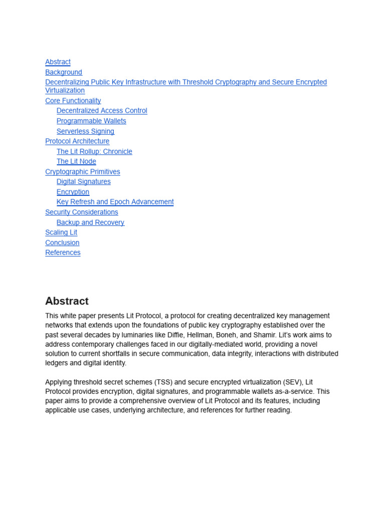 Decentralizing Key Management with Lit Protocol | PDF | Key ...