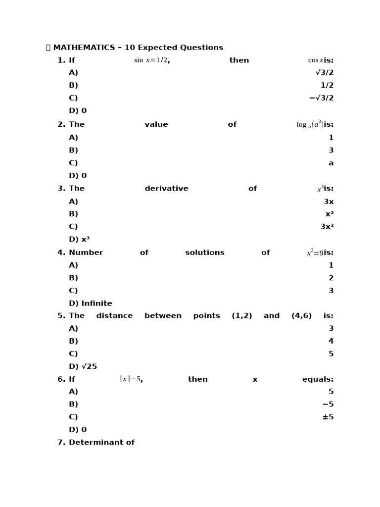 10 Key Math Questions and Answers | PDF | Chess | Mathematics