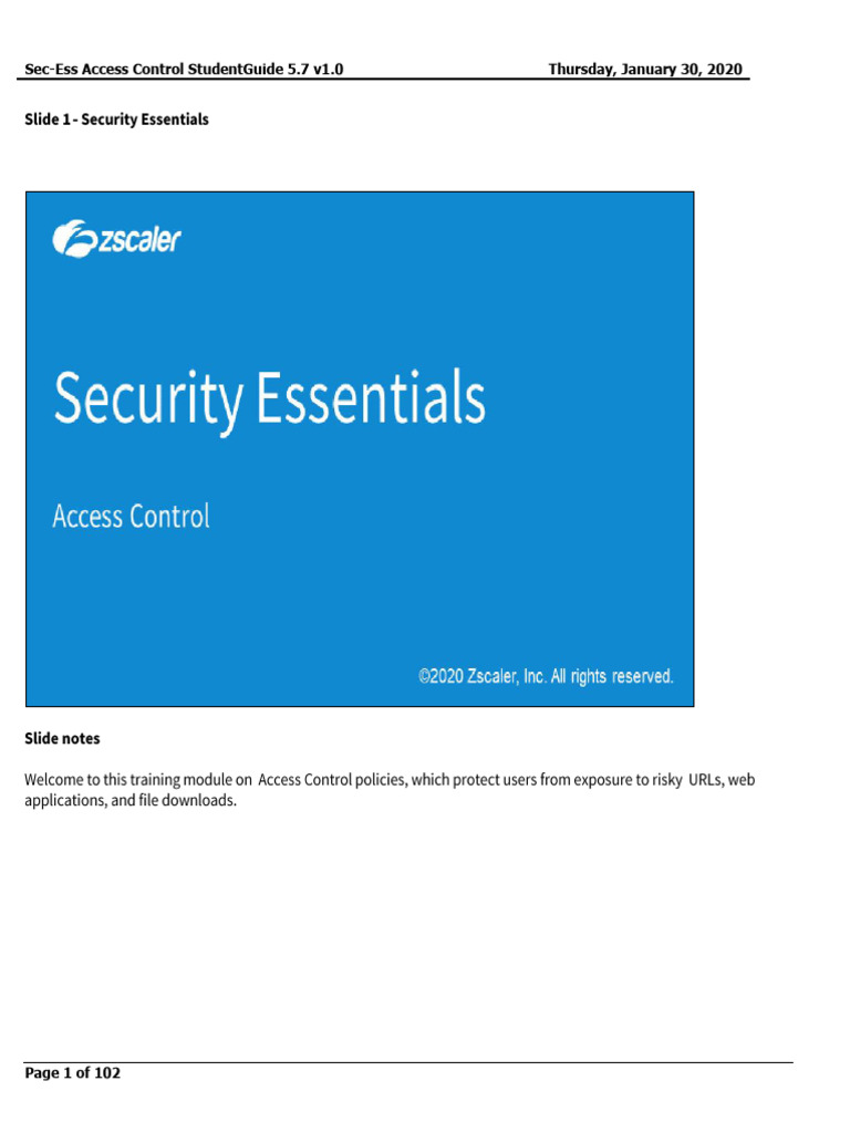 Sec_Ess_Access_Control_StudentGuide_5.7_v1.0 | PDF
