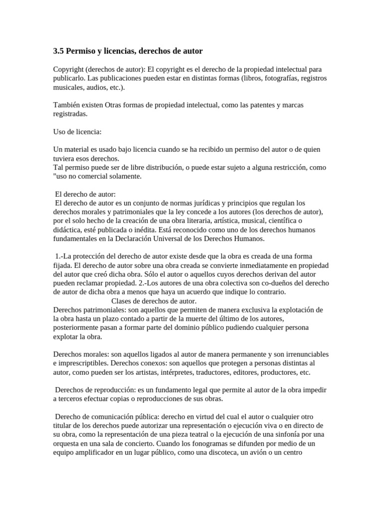 Derechos de Autor y Licencias Explicados | PDF | Derechos de autor ...