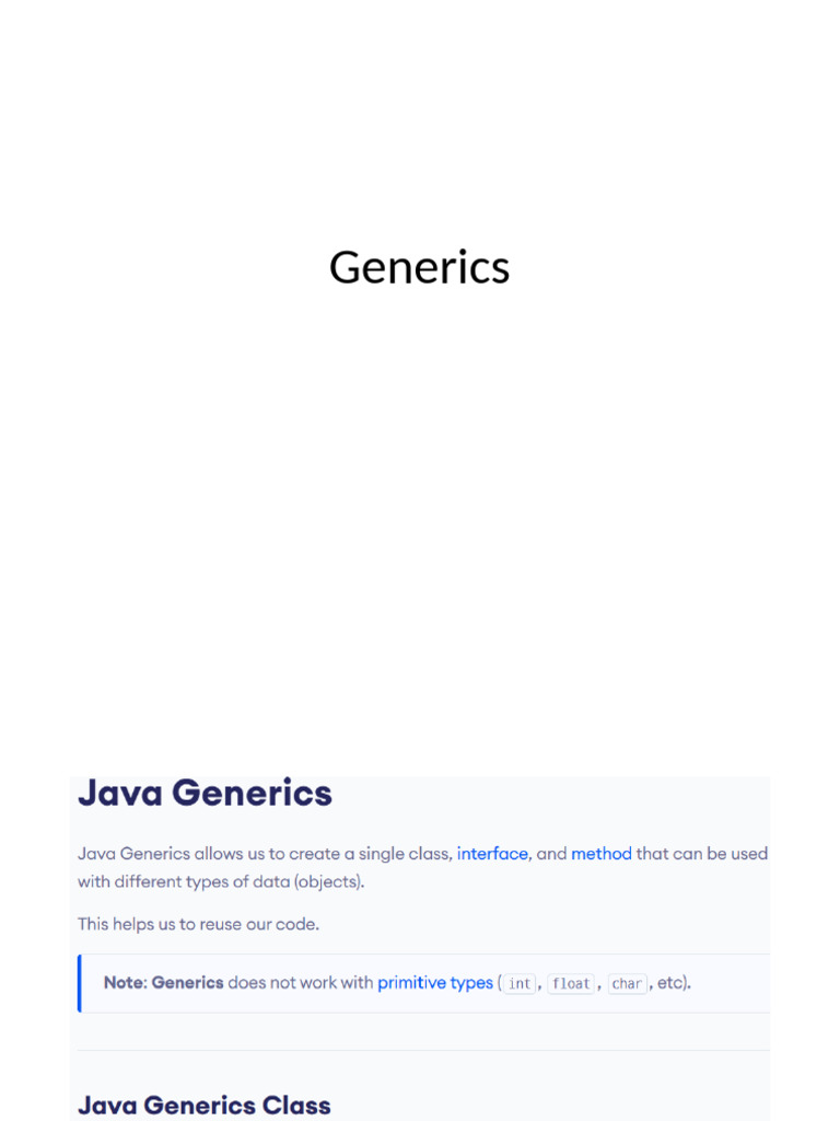 Generics | PDF | Class (Computer Programming) | Parameter (Computer ...